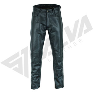 Pantalones de Motocicleta Impermeables de Cuero Negro para Hombre, Corte Recto, Cintura Media, con Cordón Ajustable, para Invierno - Product Image 2
