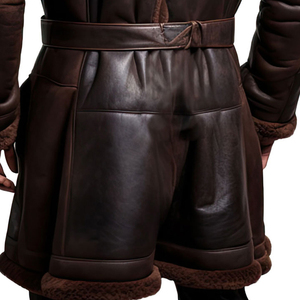 Elegante Abrigo de Cuero y Piel al por Mayor con Logotipo Personalizado, Proveedor de Ropa de Invierno, Abrigo de Cuero y Piel de Lujo para Hombre de Alta Calidad - Product Image 4