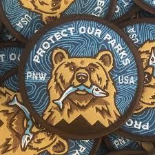 Protect Our Parks <b>Bear</b> 3D Embossed Iron-On Patch Customized for Clothing in Rectangle or <b>Flower</b> Shape USA PNW - Product Image 2