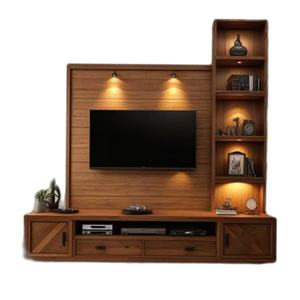 Meuble TV en teck avec rangement minimaliste - Product Image 1