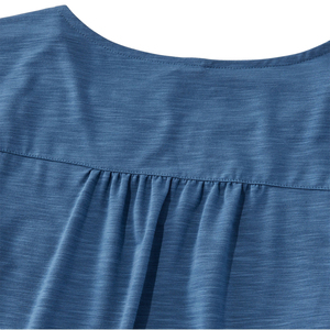Women's Solid Blue Scoop Neck Short Sleeve <b>T</b>-<b>Shirt</b> Regular Fit Knitted Cotton Casual Spring Summer Wear - Product Image 2