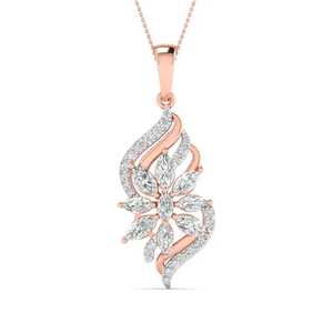 Collier pendentif en argent sterling 925 plaqué or avec diamant de laboratoire de forme marquise, fleur de luxe, certifié IGI, pour femmes, bijoux fins - Product Image 4