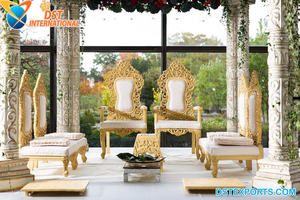 Ensemble de chaises Mandap pour cérémonie de mariage indienne, style moderne et luxueux, en bois, pour mariages en intérieur/extérieur, prix bas - Product Image 5