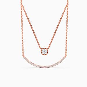 Collar de dos capas con diamante cultivado en laboratorio de 0.28 quilates en oro amarillo, blanco y rosa de 9 quilates. - Product Image 1