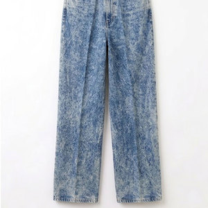 Men's <b>Jeans</b> American High Street Faded Trendy Brand Loose Straight Mid Elastic <b>Button</b> <b>Fly</b> Long Acid Wash 100% Cotton - Product Image 6