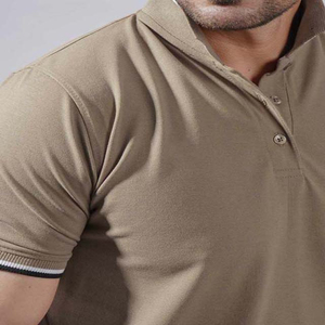 Men's Short Sleeve for Shirt Navy <b>Orange</b> Trim Cotton Knitted Casual Breathable Printed Pocket Anti-Wrinkle 180g - Product Image 4