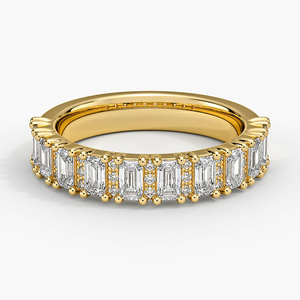 Anillo Ancho con Cinco Hileras de Diamantes Corte Esmeralda LR - Product Image 1