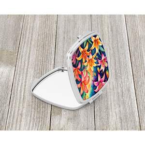 Espejo de maquillaje de viaje decorativo de lirios de colores, espejo de bolsillo de mano plegable compacto para regalo de mujeres y niñas - Product Image 2