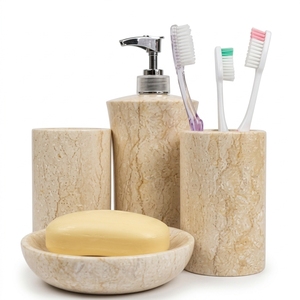 Juego de Accesorios de Baño de Mármol Negro y Dorado de Lujo, Ocho Piezas, Diseño de Logotipo Personalizado, Hecho a Mano, OEM, ODM - Product Image 5