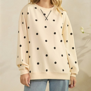 Sweat-shirt tricoté pour femme, pull chaud imprimé, décontracté, doublure polaire, coupe ample, épaules tombantes, hiver - Product Image 1