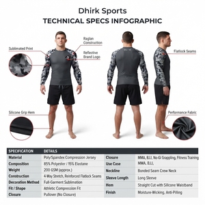 Haut de compression tactique camouflage à manches longues pour hommes, idéal pour le MMA, le BJJ, le grappling et le fitness - Couche de base couleur anthracite - Product Image 5