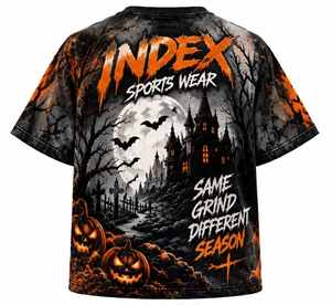 INDEX Men's Halloween <b>Pumpkin</b> Printed <b>T</b>-<b>Shirt</b> Short Sleeve O-Neck Street Style Regular Fit With Bats And Orange Design - Product Image 2