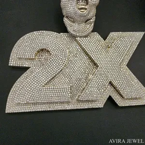 Pendentif Hip Hop de luxe unisexe en argent sterling massif 925 plaqué or jaune et or rose avec diamant Moissanite - Product Image 6