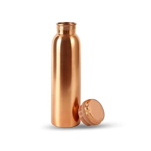 Botella de Agua Modernista de Cobre con Diseño de Mármol Turquesa, Doble Pared, para Viaje, con Tapa - Product Image 3