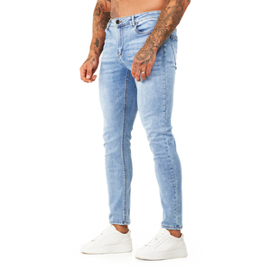 Casual Denim Pants Vintage Casual Custom Logo Skinny Slim Fit <b>Jeans</b> Men - Product Image 3