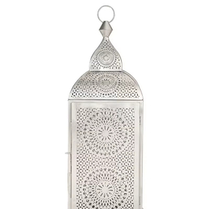 Lanterne décorative pour la maison en métal et verre de haute qualité, la plus chère, avec finition blanche, lanterne à bougie pour l'extérieur et le jardin - Product Image 1