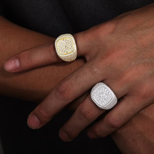 Anillo Unisex de Plata 925 con Baño de Rodio/Oro/Oro Rosa, Moissanita, para Compromiso, Boda, Fiesta, Estilo Hip Hop, Corte Brillante, Engaste de Garras - Product Image 1