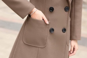 Manteau Trench en Laine Élégant pour Femme, Double Boutonnage, Col Cranté, Longueur Midi, Manches Longues, Couleur Unie, Vêtement d'Extérieur Automne, Garde au Chaud - Product Image 6