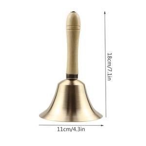 Cloche à main extra forte en laiton massif plaqué or poli avec poignée en bois, cloche polyvalente pour l'école, l'église, l'hôtel, Noël - Product Image 4