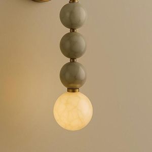 Aplique de pared moderno de latón con globos de mármol, lámpara de interior contemporánea para decoración del hogar y sala de estar - Product Image 2