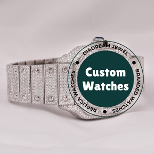 นาฬิกาฮิปฮอปเพชรมอยส์ซอไนต์สุดหรูสำหรับผู้ชายที่มีความชัดเจนทำจากสเตนเลสสตีลและ VVS - Product Image 3