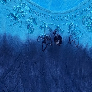 Blusa Moderna para Mujer, Estilo Boho, Sin Mangas, con Estampado Tie-Dye Azul y Cuello Redondo |   Vestido Casual Holgado con Corte Evase para Verano - Product Image 3