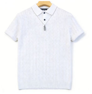 เสื้อเชิ้ตแขนสั้นผู้ชาย ผ้าถัก 100% คอตตอน สไตล์ลำลอง ปักโลโก้ด้านหน้า สีพื้น แห้งเร็ว - Product Image 2