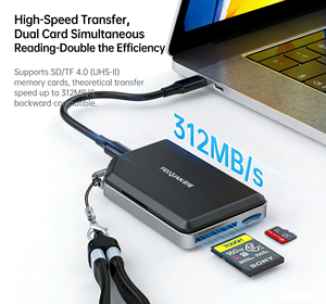 Lecteur de cartes tout-en-un ultra-rapide FEIXUAN 10 Gbit/s CF/SD/TF, lecture simultanée de deux cartes + étui de stockage pour 8 cartes, type C - Product Image 6