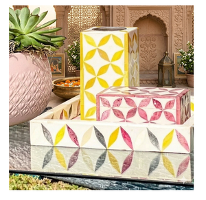 Juego de Bandeja para Incienso y Caja de Almacenamiento con Incrustaciones de Resina Ecológica, Listo para Enviar, con Aroma a Té, Bergamota y Océano, para Regalos de Ramadán - Product Image 1