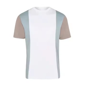 Camiseta de Manga Corta con Cuello Redondo para Hombre, Corte Regular, Estilo Casual, Tejido de Punto con Bloques de Color, Diseño Sólido, Ribete en Contraste, Manga Raglán - Product Image 1