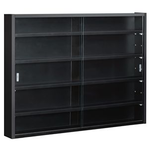 Vetrina da Parete a 5 Ripiani in Vetro Nero con 2 Ante in Vetro e 4 Ripiani Regolabili - Product Image 1