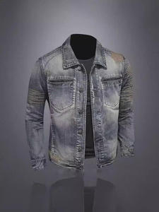 Veste en jean pour homme à capuche, style sportif, softshell en nylon réversible, style vintage, teinture unie, service OEM, hiver - Product Image 2