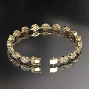 14k Gold Lab Grown Diamond Tennis <b>Bracelet</b> for Women, Emerald Cut Diamond Tennis <b>Bracelet</b>, Emerald Diamond Women <b>Bracelet</b> - Product Image 2