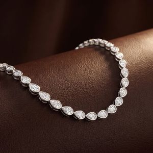 10k/14k <b>Gold</b> Women's Trendy Pear Cut Lab Grown Diamond <b>Tennis</b> <b>Necklace</b>-Elevate Infinity Design Reasonable Price Wedding - Product Image 2