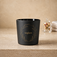 Pot à bougie en verre givré noir 200 ml, décoratif, pour bougie, porte-bougie, pour table de chevet d'hôtel, pot vide, gobelet à bougie, sérigraphié