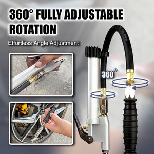 Gonfleur de pneus portable robuste de type crayon avec plage de pression de 0 à 160 PSI, construction métallique, protection en caoutchouc, tuyau gonflable - Product Image 4