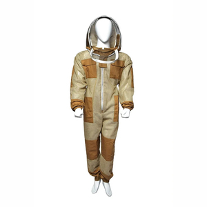 Traje de apicultor con capucha y protector facial de malla, diseño a cuadros marrón, ajuste regular para protección en la apicultura - Product Image 1