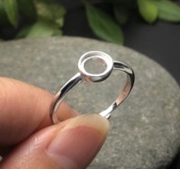 Handgefertigter 925er Silber 10mm Ring mit verstellbarer Fassung für Cabochons, Harzfüllung, 18K vergoldet, DIY Erinnerungsbeutel