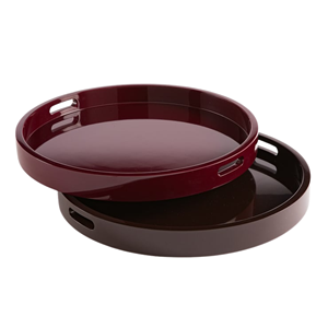 Premium High-End Glossy Lacquered Wooden Serving <b>Tray</b> Wholesale, Stylish Geometric Edge <b>Tea</b> <b>Trays</b>, Custom Home Decor Vietnam - Product Image 1