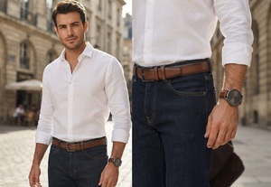 Ceinture décontractée pour homme en cuir véritable avec boucle en alliage, écologique, longueur 100-130 cm, largeur 3.3-3.4 cm, vente en gros directe usine, personnalisable, collection 2026 - Product Image 5