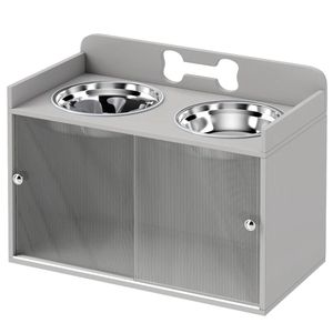 Ciotola rialzata grigia per cani con spazio di archiviazione integrato per alimentatori per animali domestici - Product Image 5