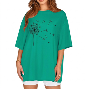 Camisetas Oversize de Alta Calidad para Mujer 2026, 100% Algodón, Corte Holgado, Cuello Redondo, Manga Corta, para Verano, Casual, con Logotipo Bordado - Product Image 1