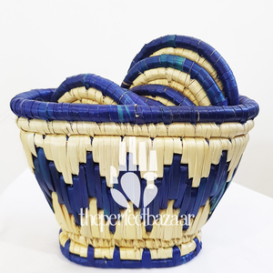 Sous-verre rond bleu en herbe de Moonj, design classique écologique - Product Image 5