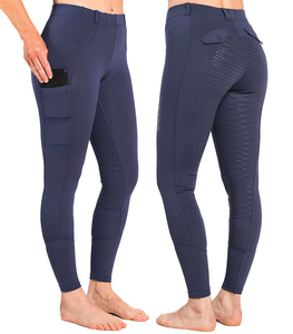 Leggings d'équitation vintage personnalisés pour femmes, respirants, sans coutures, tricotés, 90% nylon 10% élasthanne, imprimés par transfert thermique, taille mi-haute avec poches - Product Image 1