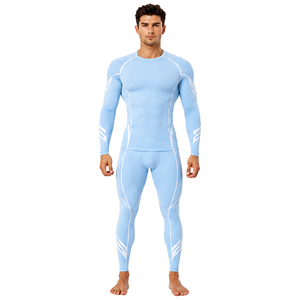 Ensemble de survêtement de compression athlétique pour hommes, séchage rapide, manches longues, sous-vêtement technique, leggings, extensible, pour la gym et le sport - Product Image 1