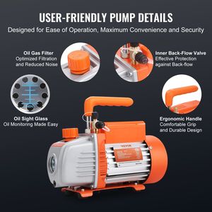 Pompa per vuoto rotativa a palette monostadio da 1/4 HP 4 CFM per HVAC, kit refrigerante A/C con manometro e manometro per pompa per vuoto - Product Image 6