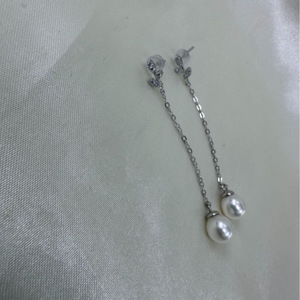 Pendientes Colgantes de Perlas de Agua Dulce de 7.5-8mm de Zhuji, Plata S925 con Detalles Delicados Franceses, Accesorios Colgantes en Forma de Gota - Product Image 3