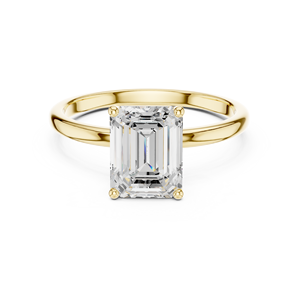 Bague de fiançailles solitaire en or jaune plaqué or de luxe avec émeraude taille émeraude pour femme, élégante, pour mariage, promesse, anniversaire, cadeau de bijoux - Product Image 1