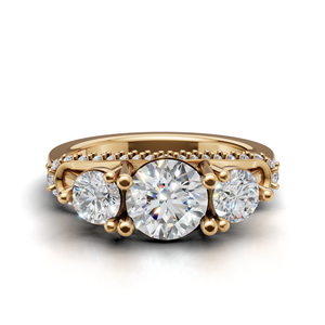 Anillo de Compromiso de Tres Piedras con Diamantes Cultivados en Laboratorio en Oro Amarillo/Blanco y Rosa de 18K - Product Image 1