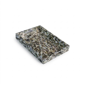 Plateau de service rectangulaire en nacre de haute qualité, incrustation de mosaïque de coquillages, assiettes décoratives en résine, vente en gros, organisateur de décoration intérieure - Product Image 1